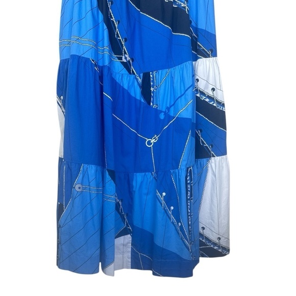 J.Crew Blue Ratti Regatta Tie-Front Midi Dress Sz:6 - Picture 5 of 14